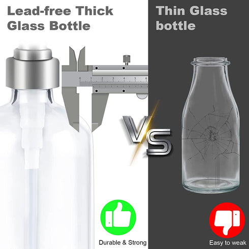 Glass Soap Dispenser 2 Pack 17oz Clear Liquid Soap Dispenser for Kitchen Bathroom Countertop Hand Dish Lotion (17oz/500ml)
