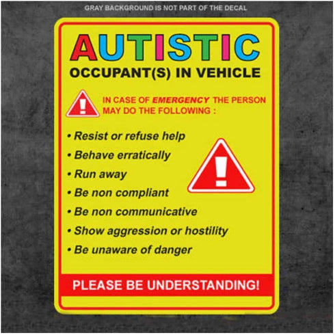 COLIBYOU Autistic Occupant in Vehicle - Sticker Decal Autism Awareness car Truck Window