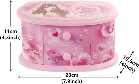 Pink Musical Jewelry Box For Little Girls Jewelry Set For Daughter Kids Children Ballerina Music Box Gifts For Birthday Christmas