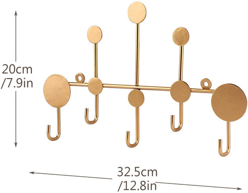 Coat Hooks Wall Mounted, Dedoot Metal Coat Rack 5-Hook Gold Heavy Duty Entryway Hook for Clothes Hat Key Towel and Bag