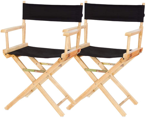 2 Set Casual Directors Chair Cover Kit, Replacement Canvas Seat and Back Canvas Stool Protector for Home Director Chair Medium Size (Black)