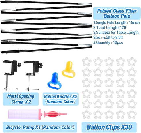 Table Balloon Arch Kit, 12ft DIY Balloon Arch Garland Kit With Pump, Balloon Clips, Knotter, Desk Clips, Party Backdrop for Birthday, Wedding ,Baby Shower, Christmas Indoor Party Supplies Decoration
