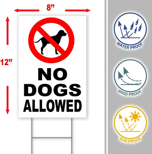 3PC No Dogs Allowed Sign 8 x12" Keep Off Grass Sign w/ Stake, No Dog Poop Signs, No Pets Allowed Sign, Dog Poop Signs for Yard, No Peeing Dog Sign, Curb Your Dog Sign, No Dogs on Lawn Sign, Dog Signs