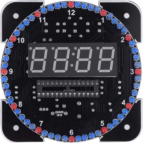 4-Digital DIY Electronic Clock Kit, Multi-Function Light Control Rotation Digital LED Temperature & Time Display Tool Set with Installation Accessories for Soldering Practice(Green)