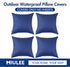 MIULEE Pack of 4 Decorative Outdoor Waterproof Pillow Covers Square Garden Cushion Cases PU Coating Throw Pillow Cover Shell for Patio Tent Park Couch 16x16 Inch Navy Blue
