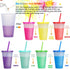 Color Changing Cups Tumblers with Lids Straws - 16oz Kids Tumblers Reusable Plastic Cold Cups for Adults