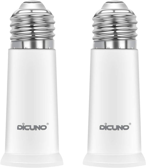 DiCUNO E26 Socket Extender, E26 to E26 Standard Medium Base, 6.5CM/2.56 Inch Extension Socket Adapter, Max 200W Light Bulb Extender 2 Pcs