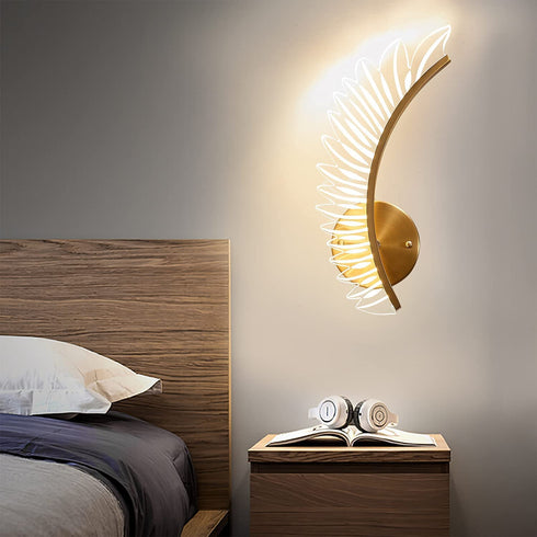 Modern Acrylic Hard Wired Wall lamp, Elegant Wall lamp with Brass Base, Suitable for TV Wall, Bedroom Bedside and Various Commercial Shop environments (2 Pieces)