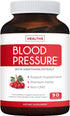 Blood Pressure Support Supplement (Non-GMO) - Premium Natural Herbs, Vitamins & Berries - High Dosage of Hawthorn Extract – Berry Lower Pills – 90 Capsules