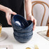 KOOV 24 Ounce Soup Bowl Set, Porcelain Cereal Bowls Microwave And Dishwasher Safe, Kitchen Bowls For Oatmeal Breakfast, Chip, Rice, Ceramic Bowls Set of 4 (Embossed Blue)