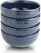 KOOV 24 Ounce Soup Bowl Set, Porcelain Cereal Bowls Microwave And Dishwasher Safe, Kitchen Bowls For Oatmeal Breakfast, Chip, Rice, Ceramic Bowls Set of 4 (Embossed Blue)