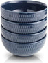 KOOV 24 Ounce Soup Bowl Set, Porcelain Cereal Bowls Microwave And Dishwasher Safe, Kitchen Bowls For Oatmeal Breakfast, Chip, Rice, Ceramic Bowls Set of 4 (Embossed Blue)