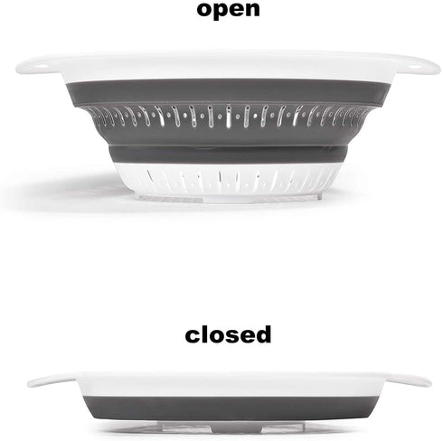 Collapsible Colander, BPA Free Silicone Food Strainer with Plastic Handles, Vegetable and Fruit Can Foldable Colander Strainer Dishwasher Safe - Large