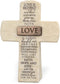 Lighthouse Christian Products Love is Patient and Kind Sandstone 5.5 Inch Cast Stone Bronze Title Bar Cross Figurine