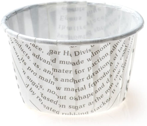 Panificio Premium 1-oz Baking Cups: Small-Pleated Ridge Cups Perfect for Muffins, Cupcakes or Mini Snacks - Black and White Press Print Design - Disposable and Recyclable - 200-CT - Restaurantware