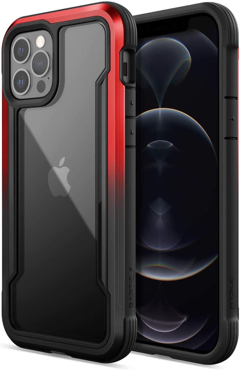 Raptic Shield Case Compatible with iPhone 12 Case & iPhone 12 Pro Case, Shock Absorbing Protection, Durable Aluminum Frame, 10ft Drop Tested, Fits iPhone 12 & 12 Pro, Black & Red