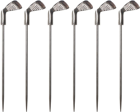 Cork Pops Stainless Steel 6 Inch Golf Club Cocktail Pick Set of 6