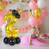 32 inch Large Size Black Gold Number 2 Balloons ,Foil Aluminum Crown Balloon Latex Balloons Combination for 2nd Theme Birthday Party Wedding Decoration Baby Shower Supplies