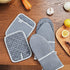 Oven Mitts and Pot Holders Set - 4pcs Long Cotton Puppet Oven Gloves & Hot Pads with Non-Slip Silicone Grip Heat Resistant 455 °F /235 °C for Kitchen Baking Cooking Grilling Machine Washable-Grey