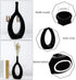 Samawi Black Ceramic Vase for Decor Ceramic Vase Circle Donut Oval Vase Tall Black Vase Hollow Vase Decorative vase for Table Kitchen Home Flowers Tall Black Vase Centerpieces Wedding Vase Modern
