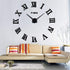 Mila 3D Frameless Wall Clock Large DIY Wall Sticker Decorations for Living Room Bedroom Office (Black)