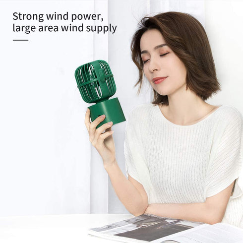 Personal Fan Small Desktop USB Desk Fan, Cactus Mini Handheld Table Rechargeable 80 Degree Auto Rotation Portable Fans, 3 Speeds Strong Wind, Quiet Operation Fan for Room Home Office Outdoor Travel
