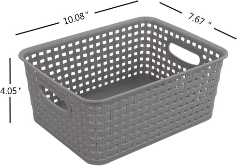 Cand Plastic Storage Baskets/Bins, 4-Pack, Gray