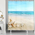 JAWO Starfish Beach Theme Shower Curtain Fabric, Tropical Sea Waves Seashell Conch Hawaiian Seaside Scene, Ocean View Cloth Shower Curtains No Smell with 12 Rustproof Grommet Holes, 69x70 Inches