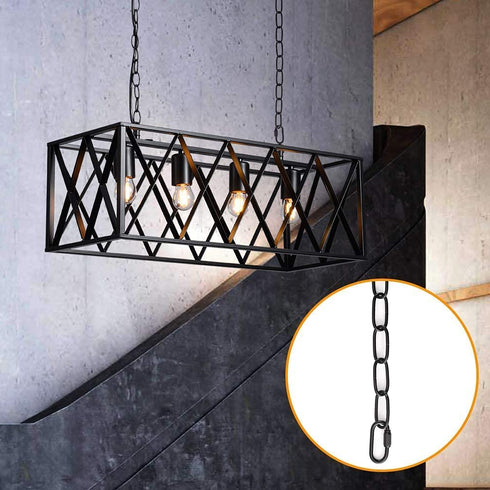 PEESIN Black Pendant Light Fixture Chain, 6 feet Lighting Hanging Chain, Pendant Lamp Fixture Chain Extension with Connection Locks, Heavy Duty Lighting Chain Replacement for Chandelier, Plants, 50 BL