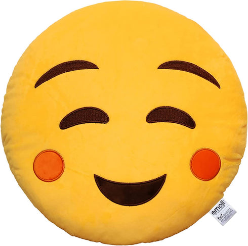 Emoji Relaxed Face Emoticon Cushion Stuffed Plush Soft Pillow, Official Certified, EvZ 32cm Yellow