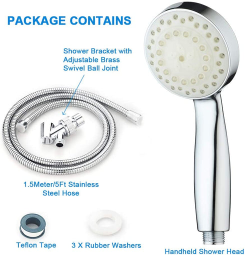 KAIREY Led Shower Head 7 Color Light Change Automatically Handheld Showerhead Polished Chrome with 60 Inches Stainless Steel Hose and Adjustable Bracket