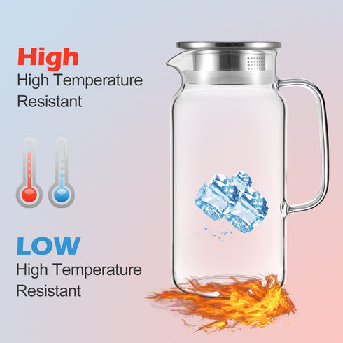 Seal Glass Pitcher With Lid - Great for Homemade Juice & Cold Tea or for Glass Milk Bottles (Large)