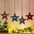 Star Lantern Hanging Glass Star Red Decoravtive Lantern Candle Holder for Home Patio Garden Decoration Red
