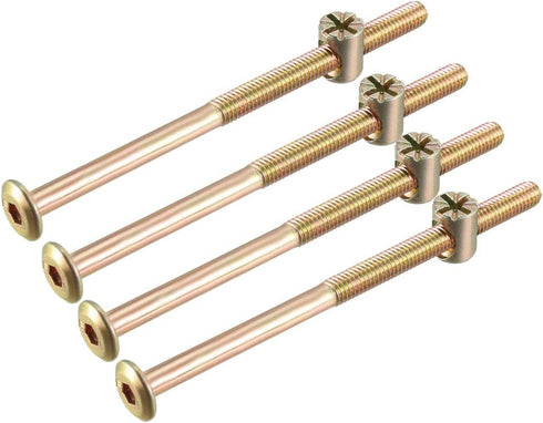 uxcell M6x100mm Furniture Bolt Nut Set Hex Socket Screw 50mm Thread Length with Barrel Nuts for Beds Headboards Chairs 4 Sets