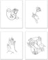 Minimalist Romance Prints - Set of 4 (8x10 Inches) Glossy Romantic Floral Botanical Continuous Contour Line Wall Art Decor - Hands - Roses - Face