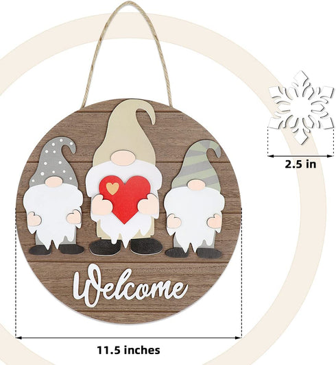 Interchangeable Welcome Sign for Front Door Wooden Wreath for All Seasons Hanging Porch Outdoor Farmhouse