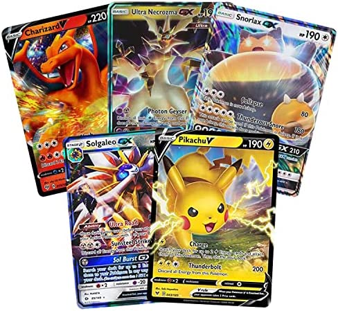 Golden Groundhog TCG Bundle - Including 5 Oversize/Jumbo Cards (Variety of Basic, Promos & Random Ultra Rare Cards Such as V, GX, and More)