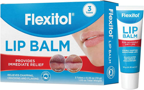 Flexitol Lip Balm, 0.35 Ounce Tube (3 Pack)