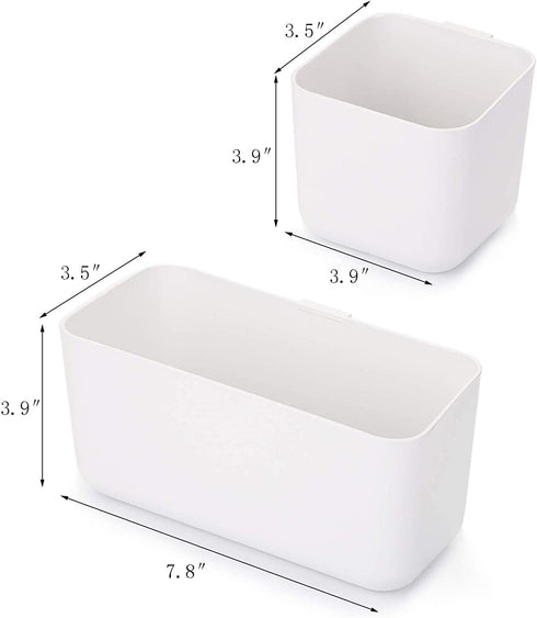 Suwimut 4 Pack Hole-Free Remote Holder Wall Mount, Self-Adhesive Organizer Storage Box for Table and Nightstand, White