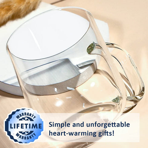 Aquach Glass Mugs 16 oz Set of 2, Large Clear Glass Cup with Handle for Hot/Cold Coffee Tea Beverage, Thicker Quality