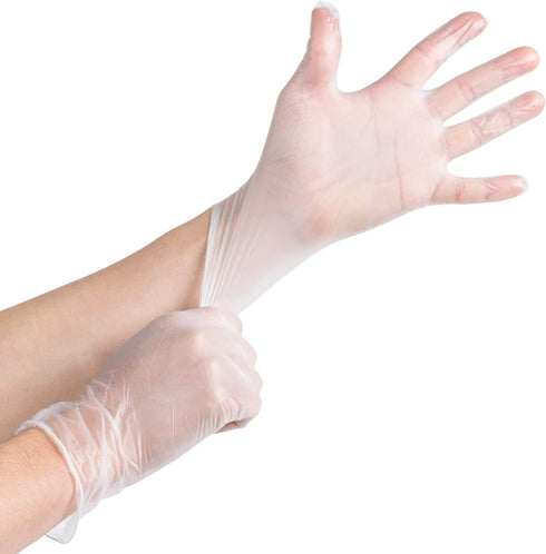 Noble Disposable Gloves Clear Large Powder-Free Disposable Vinyl Gloves for Foodservice Large Size Pack of 100
