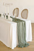 Ling's moment 10Ft x 35" Wide Smoke Green Gauze Semi-Sheer Table Runner Cheesecloth Tablecloth for Wedding Reception Bridal Shower Birthday Party Table Centerpieces Boho Wedding Decor