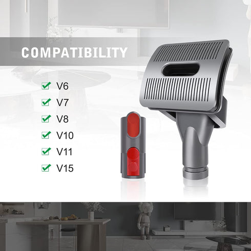 LANMU Groom Tool Attachment Compatible with Dyson V11 V10 V8 V7 V6 Vacuum Cleaner with Quick Release Converter Adapter, Dog Pet Grooming Brush