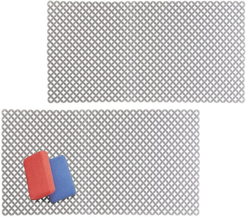 mDesign Decorative Kitchen Sink Dish Drying Mat/Grid - Plastic Farmhouse Sink Protector, Cushions, Stemware, Wine Glasses, Dishes - Quick Draining Diamond Design, XL, 25" Long - 2 Pack - Graphite Gray