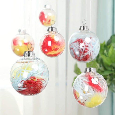 20 Pcs Clear Plastic Fillable Ornament Balls,Removable Top Clear Hanging Ornaments Ball,DIY Plastic Ornaments Round Balls,Perfect for Decoration On Christmas Trees,Wedding,Party(60mm)