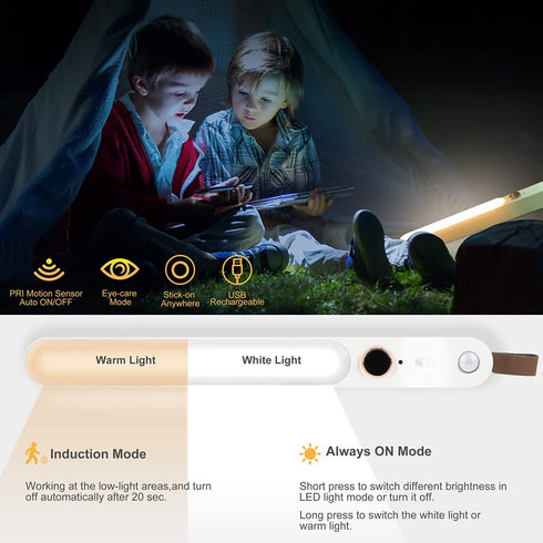 Motion Activated Bed Light Wall Light Under Cabinet Light, LED Strip Motion Sensor Night Light Bedside Lamp Illumination with Automatic Shut Off Timer (Warm Soft Glow)
