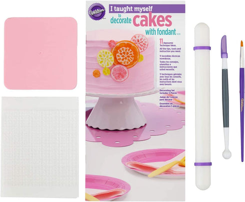 Wilton"I Taught Myself To Decorate Cakes With Fondant" Book Set - Fondant Cutter and Tools