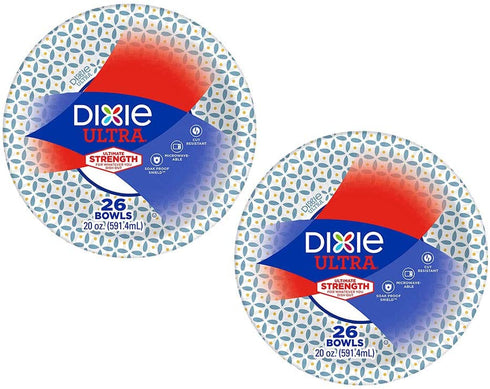 Dixie Ultra Heavy Duty Paper Bowls, 26 Count, 20 Ounce (2 Pack) Styles May Vary
