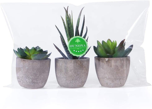 OUNONA 3pcs Faux Succulents/Artificial Cactus/Simulation Cacti Potted Plants Home Bonsai Decor Garden Greenery