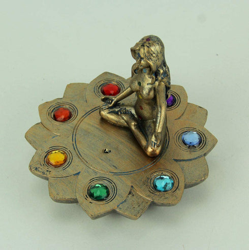 Fantasy Gifts Colored Chakra Stone Incense Burner, 4 x 5 inches, Multicolor